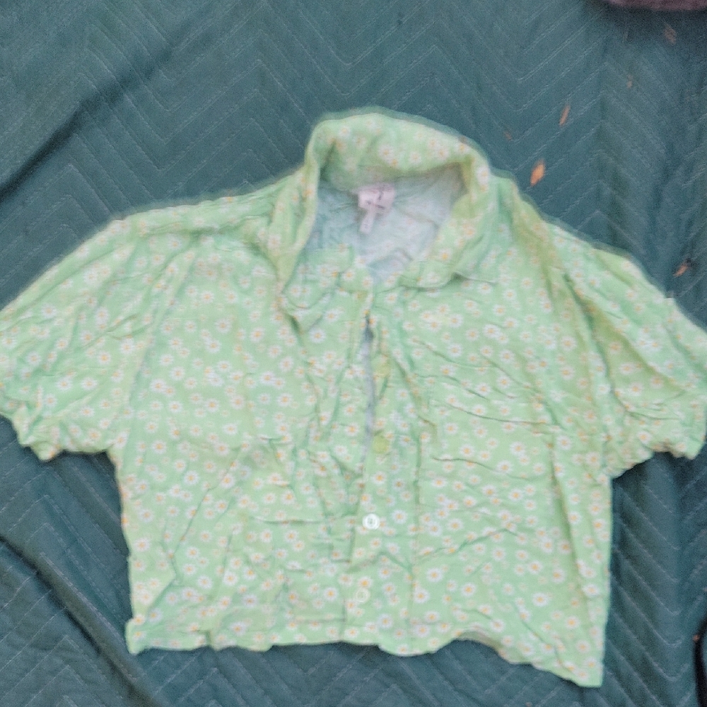 Self Esteem Light Green Floral Womens Blouse